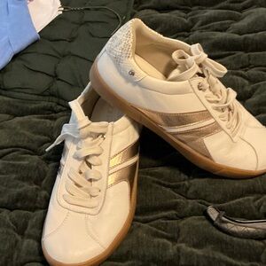 Naturalizer White and Gold Sneakers